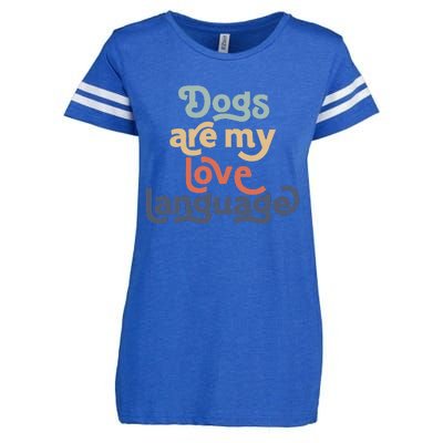 Dog Mama quote Dogs Are My Love Language mother's day Enza Ladies Jersey Football T-Shirt