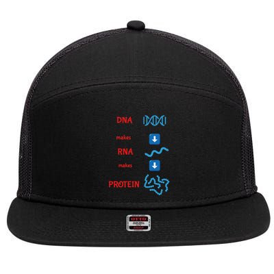 Dna Makes Rna Makes Protein Molecular Cell Biology 7 Panel Mesh Trucker Snapback Hat