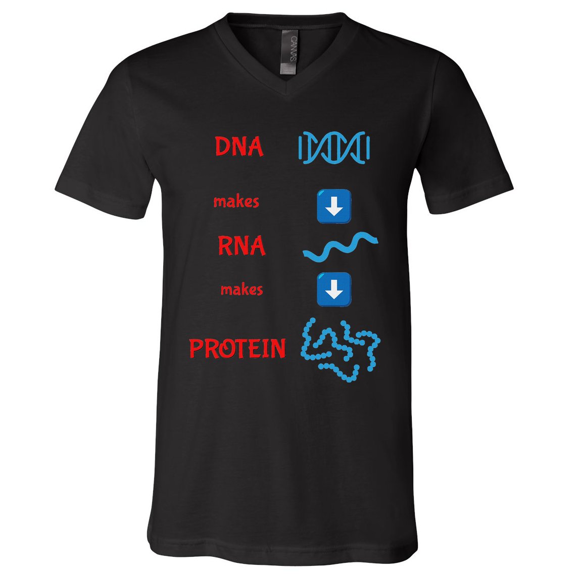Dna Makes Rna Makes Protein Molecular Cell Biology V-Neck T-Shirt