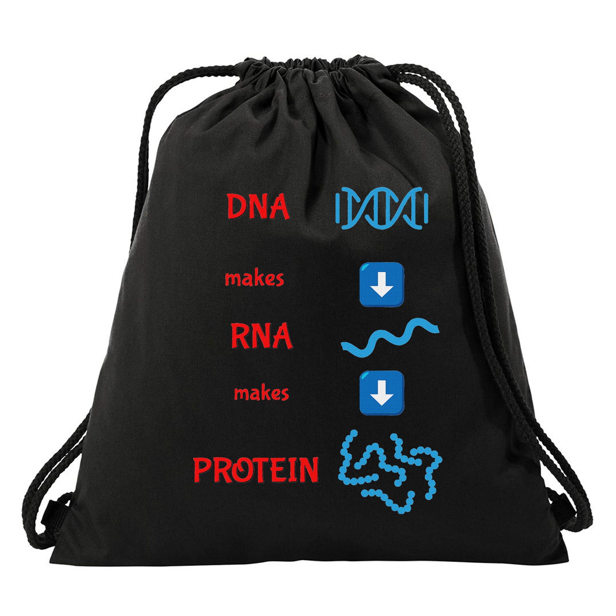Dna Makes Rna Makes Protein Molecular Cell Biology Drawstring Bag