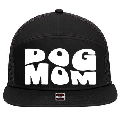 Dog Mom Retro Groovy Funny Pod 7 Panel Mesh Trucker Snapback Hat