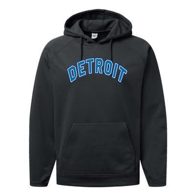 Detroit Michigan Retro Performance Fleece Hoodie