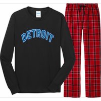 Detroit Michigan Retro Long Sleeve Pajama Set