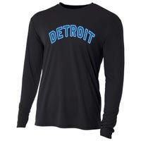 Detroit Michigan Retro Cooling Performance Long Sleeve Crew