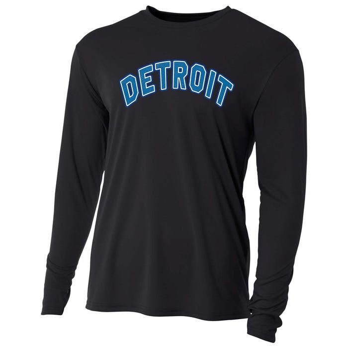 Detroit Michigan Retro Cooling Performance Long Sleeve Crew