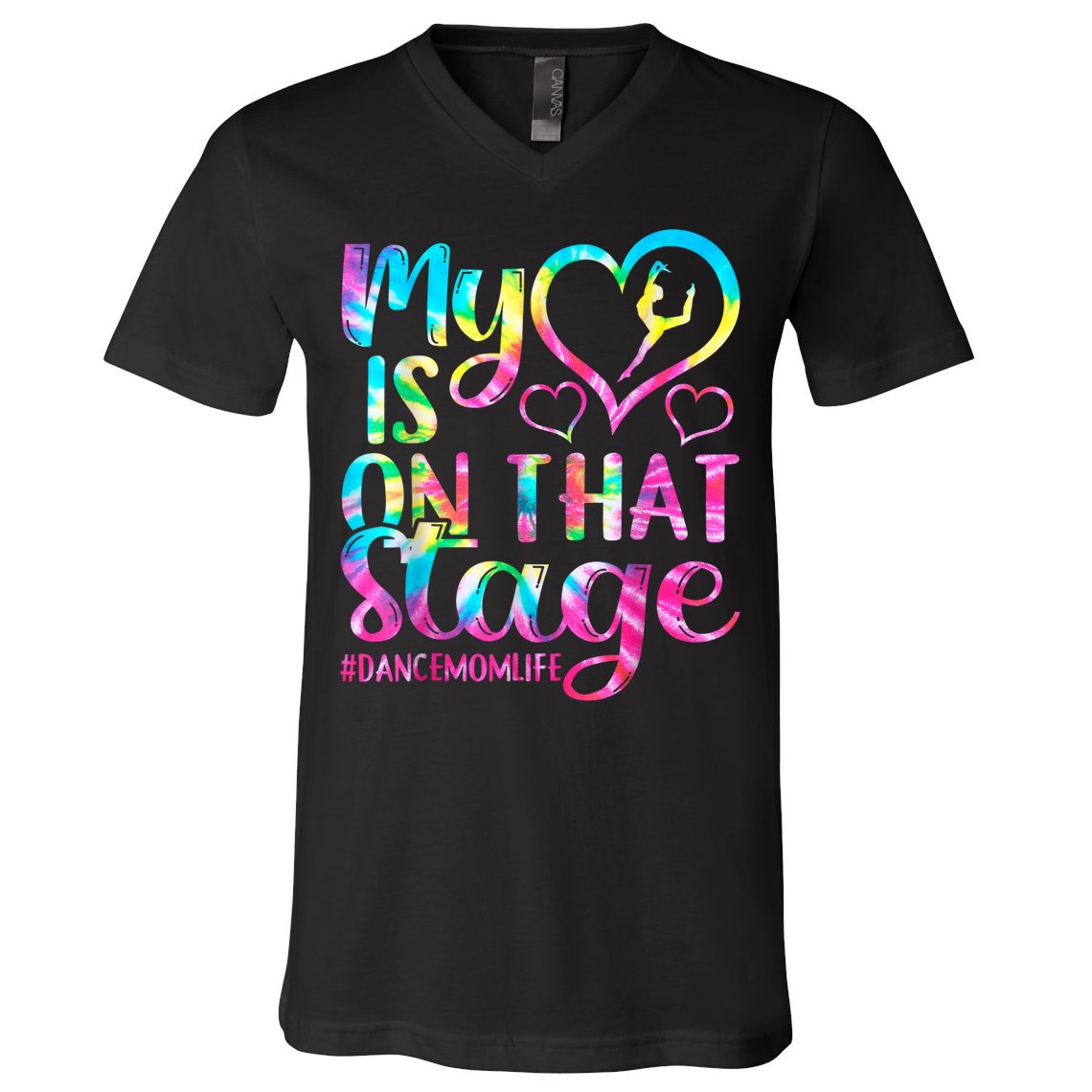 Dance Mom Retro My Heart Is On That Stage Dance Recital  V-Neck T-Shirt