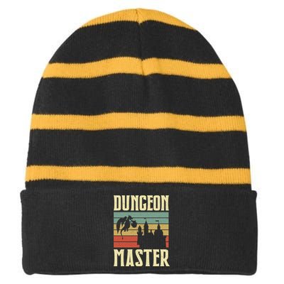 Dungeon Master Retro Striped Beanie with Solid Band