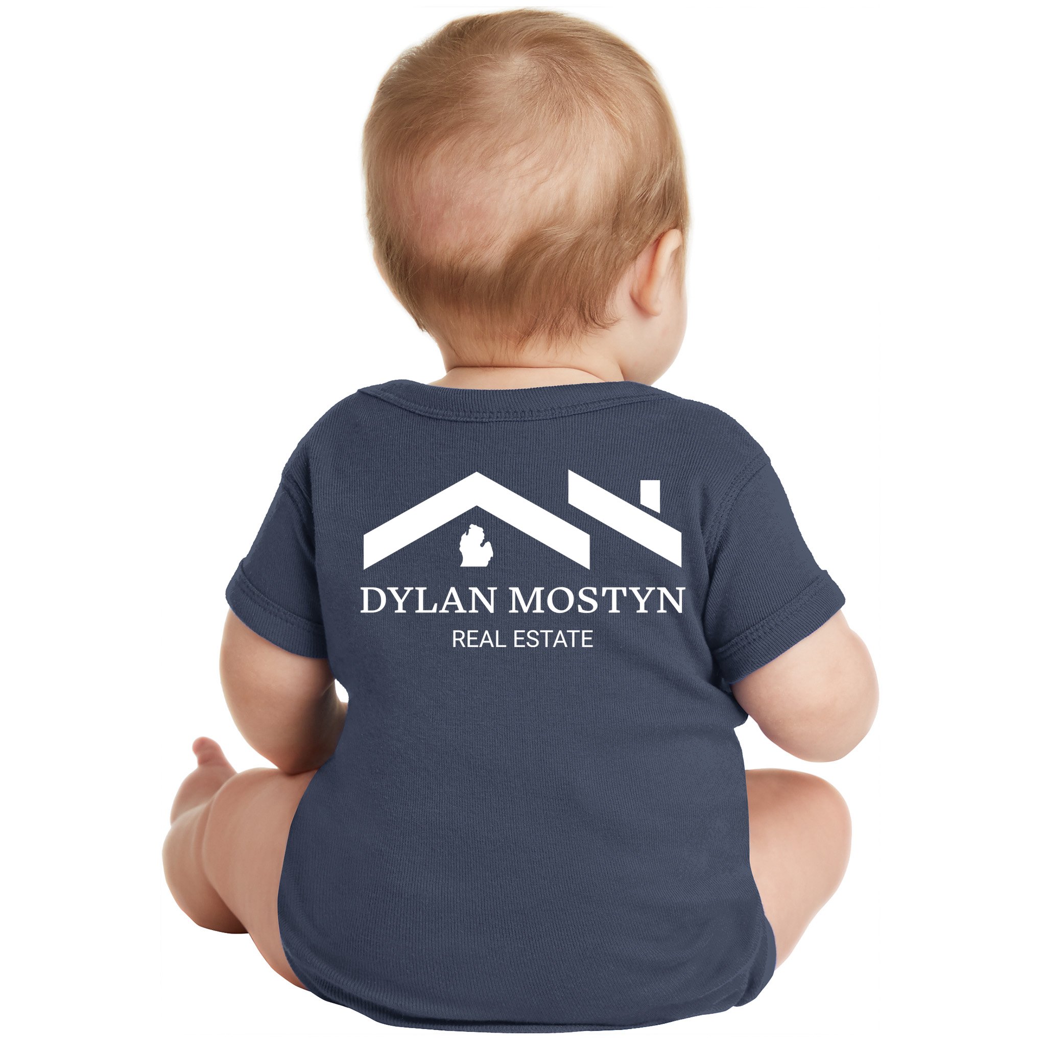Dylan Mostyn Real Estate Black & White Logo Baby Bodysuit
