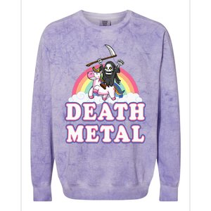 Death Metal Rock Music Rainbow Grim Reaper Riding Unicorn Colorblast Crewneck Sweatshirt