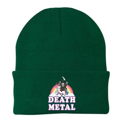 Death Metal Rock Music Rainbow Grim Reaper Riding Unicorn Knit Cap Winter Beanie