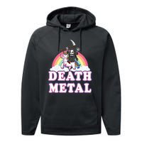 Death Metal Rock Music Rainbow Grim Reaper Riding Unicorn Performance Fleece Hoodie