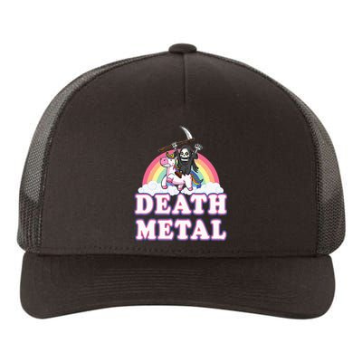 Death Metal Rock Music Rainbow Grim Reaper Riding Unicorn Yupoong Adult 5-Panel Trucker Hat