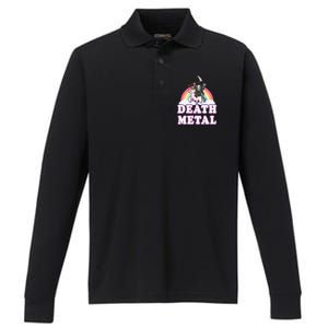 Death Metal Rock Music Rainbow Grim Reaper Riding Unicorn Performance Long Sleeve Polo