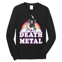 Death Metal Rock Music Rainbow Grim Reaper Riding Unicorn Long Sleeve Shirt