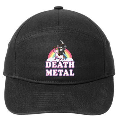 Death Metal Rock Music Rainbow Grim Reaper Riding Unicorn 7-Panel Snapback Hat