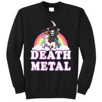 Death Metal Rock Music Rainbow Grim Reaper Riding Unicorn Tall Sweatshirt