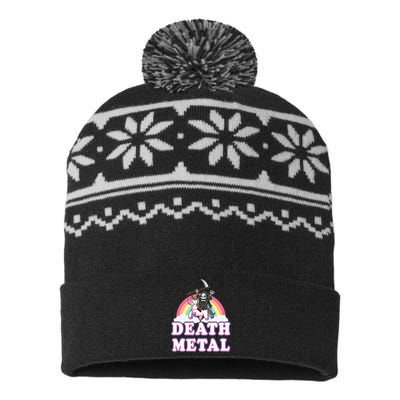 Death Metal Rock Music Rainbow Grim Reaper Riding Unicorn USA-Made Snowflake Beanie