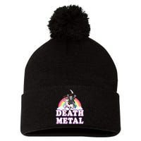 Death Metal Rock Music Rainbow Grim Reaper Riding Unicorn Pom Pom 12in Knit Beanie