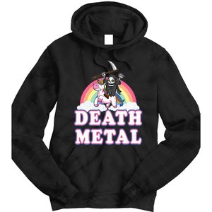 Death Metal Rock Music Rainbow Grim Reaper Riding Unicorn Tie Dye Hoodie