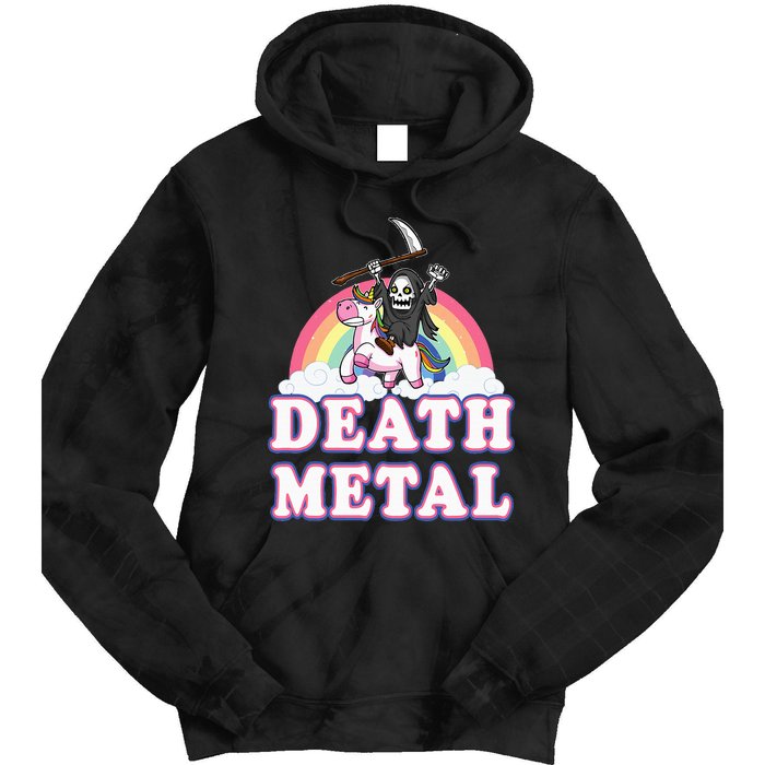 Death Metal Rock Music Rainbow Grim Reaper Riding Unicorn Tie Dye Hoodie