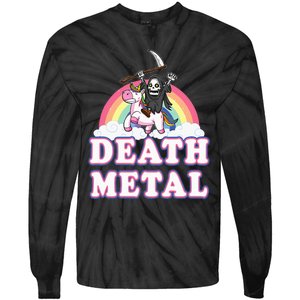 Death Metal Rock Music Rainbow Grim Reaper Riding Unicorn Tie-Dye Long Sleeve Shirt