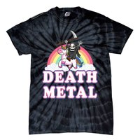 Death Metal Rock Music Rainbow Grim Reaper Riding Unicorn Tie-Dye T-Shirt