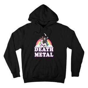 Death Metal Rock Music Rainbow Grim Reaper Riding Unicorn Tall Hoodie