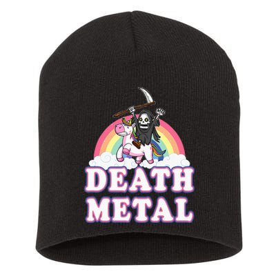 Death Metal Rock Music Rainbow Grim Reaper Riding Unicorn Short Acrylic Beanie