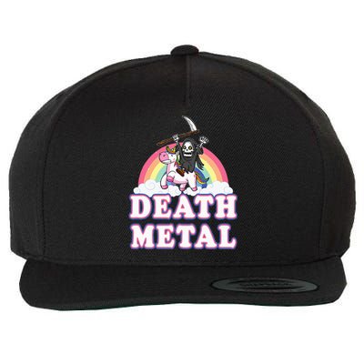 Death Metal Rock Music Rainbow Grim Reaper Riding Unicorn Wool Snapback Cap