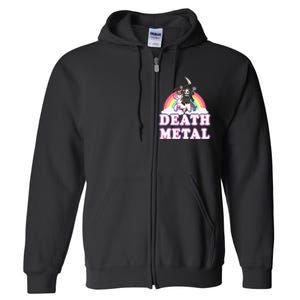 Death Metal Rock Music Rainbow Grim Reaper Riding Unicorn Full Zip Hoodie