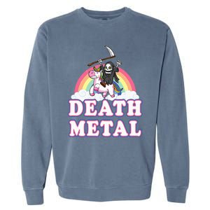 Death Metal Rock Music Rainbow Grim Reaper Riding Unicorn Garment-Dyed Sweatshirt