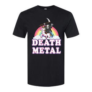 Death Metal Rock Music Rainbow Grim Reaper Riding Unicorn Softstyle CVC T-Shirt