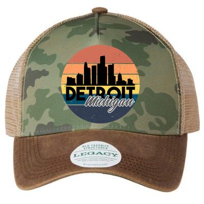 Detroit Michigan Retro Skyline Legacy Tie Dye Trucker Hat