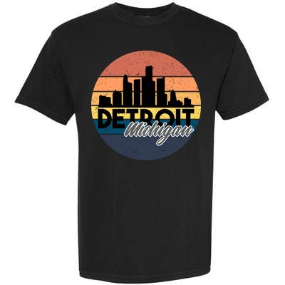 Detroit Michigan Retro Skyline Garment-Dyed Heavyweight T-Shirt