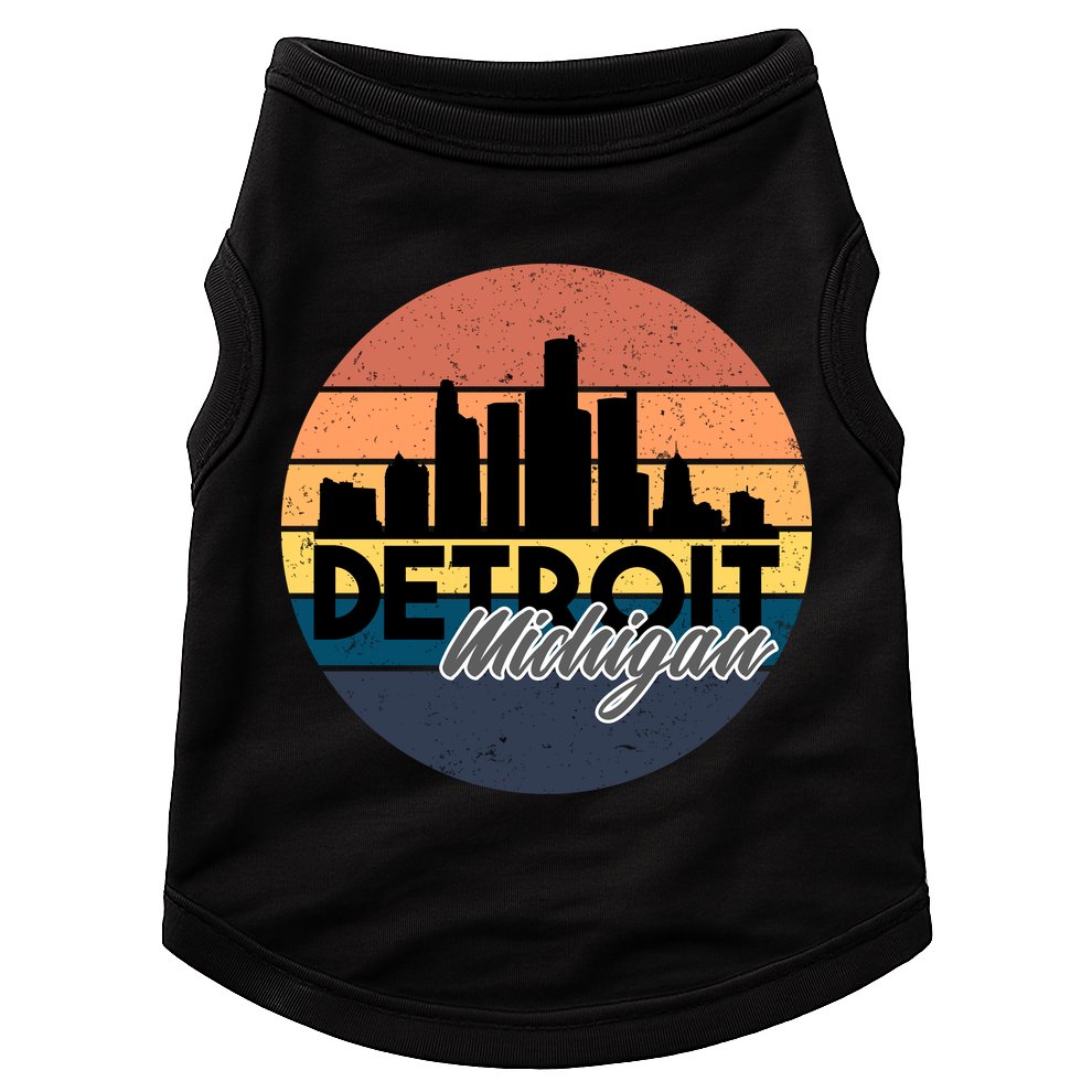 Detroit Michigan Retro Skyline Doggie Tank