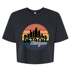 Detroit Michigan Retro Skyline Bella+Canvas Jersey Crop Tee