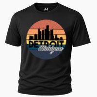 Detroit Michigan Retro Skyline Performance Shirt