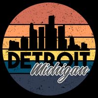 Detroit Michigan Retro Skyline Performance Shirt