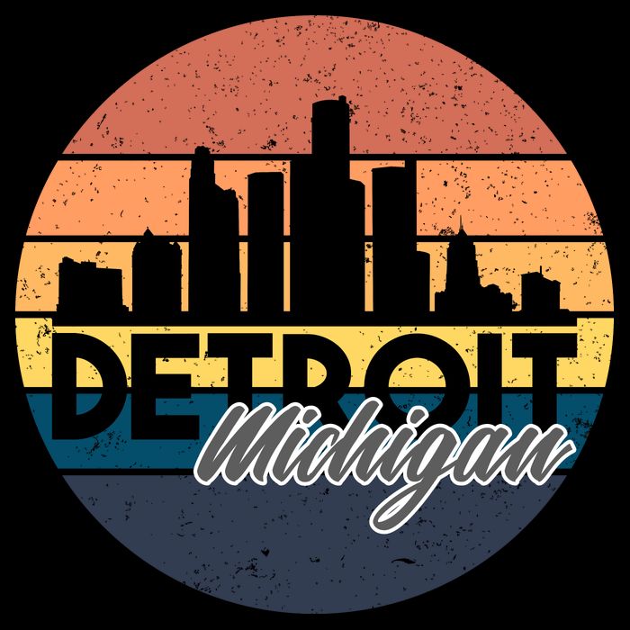 Detroit Michigan Retro Skyline Performance Shirt