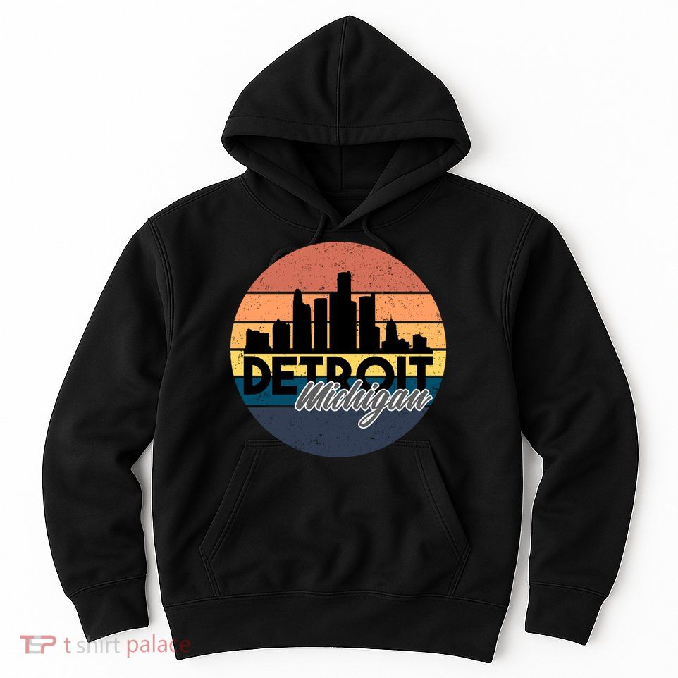 Detroit Michigan Retro Skyline Hoodie