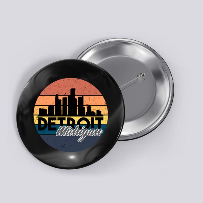 Detroit Michigan Retro Skyline Button