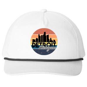 Detroit Michigan Retro Skyline Snapback Five-Panel Rope Hat