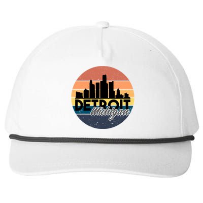 Detroit Michigan Retro Skyline Snapback Five-Panel Rope Hat