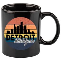 Detroit Michigan Retro Skyline 11oz C Handle Ceramic Mug