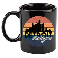 Detroit Michigan Retro Skyline 11oz C Handle Ceramic Mug