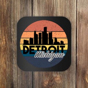 Detroit Michigan Retro Skyline Coaster