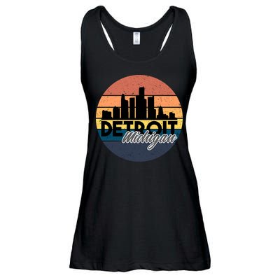 Detroit Michigan Retro Skyline Ladies Essential Flowy Tank