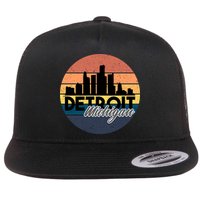 Detroit Michigan Retro Skyline Flatbill Hat