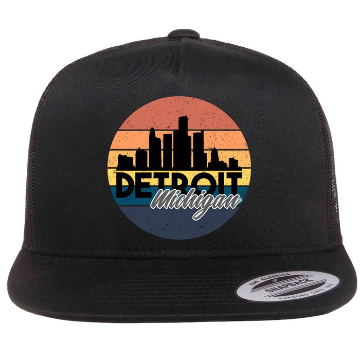 Detroit Michigan Retro Skyline Flatbill Hat