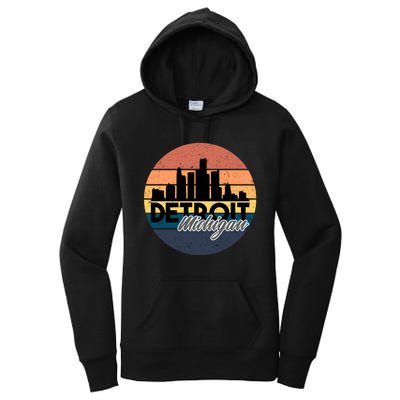 Detroit Michigan Retro Skyline Women's Pullover Hoodie